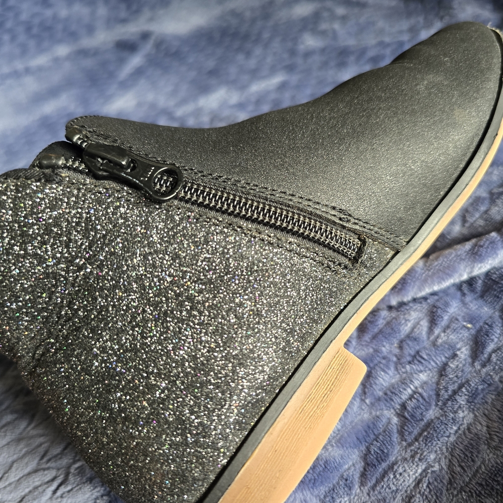 Cat & Jack Black Glitter Ankle Boots - Picture 10 of 16